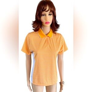 Page & Tuttle Orange Striped Polo Cool Swing Moisture Wicking